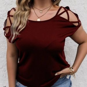 Maroon chris-cross shoulder Shirt